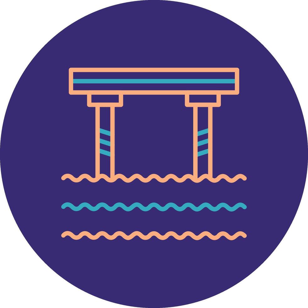 Bridge Line Two Color Circle Icon vector