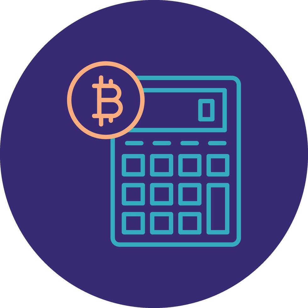 bitcoin calculadora línea dos color circulo icono vector