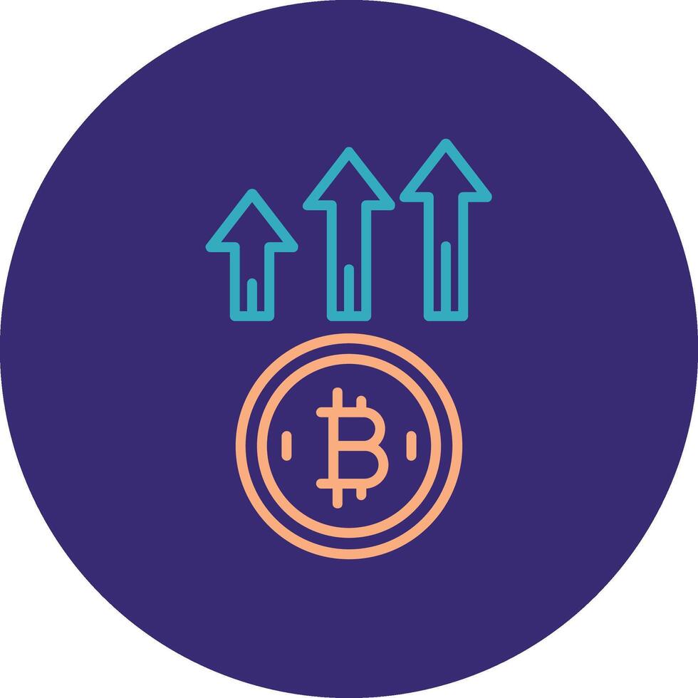 Bitcoin Up Line Two Color Circle Icon vector