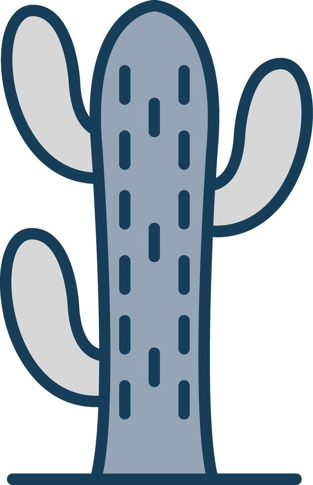 Cacti Line Filled Grey Icon vector