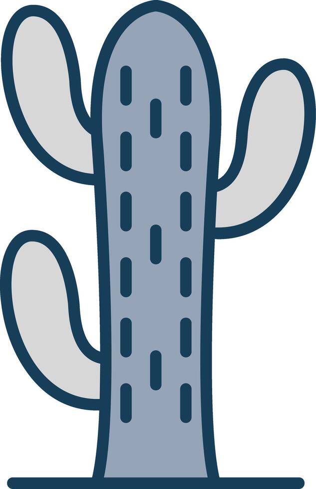 cactus línea lleno gris icono vector