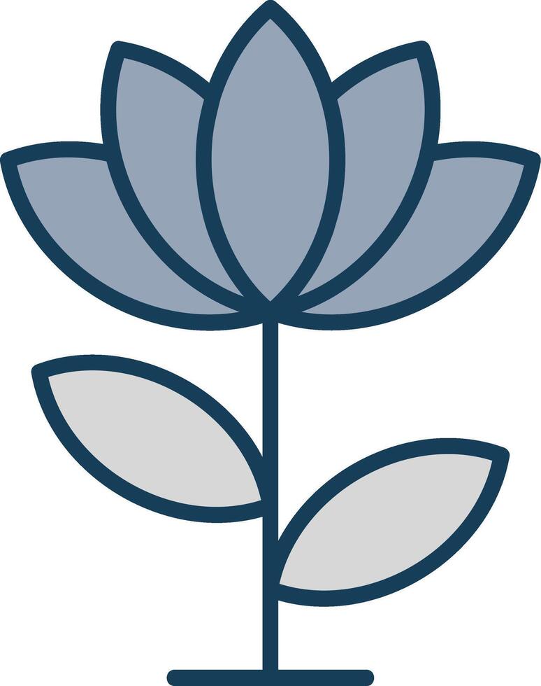 Lotus Flower Line Filled Grey Icon vector