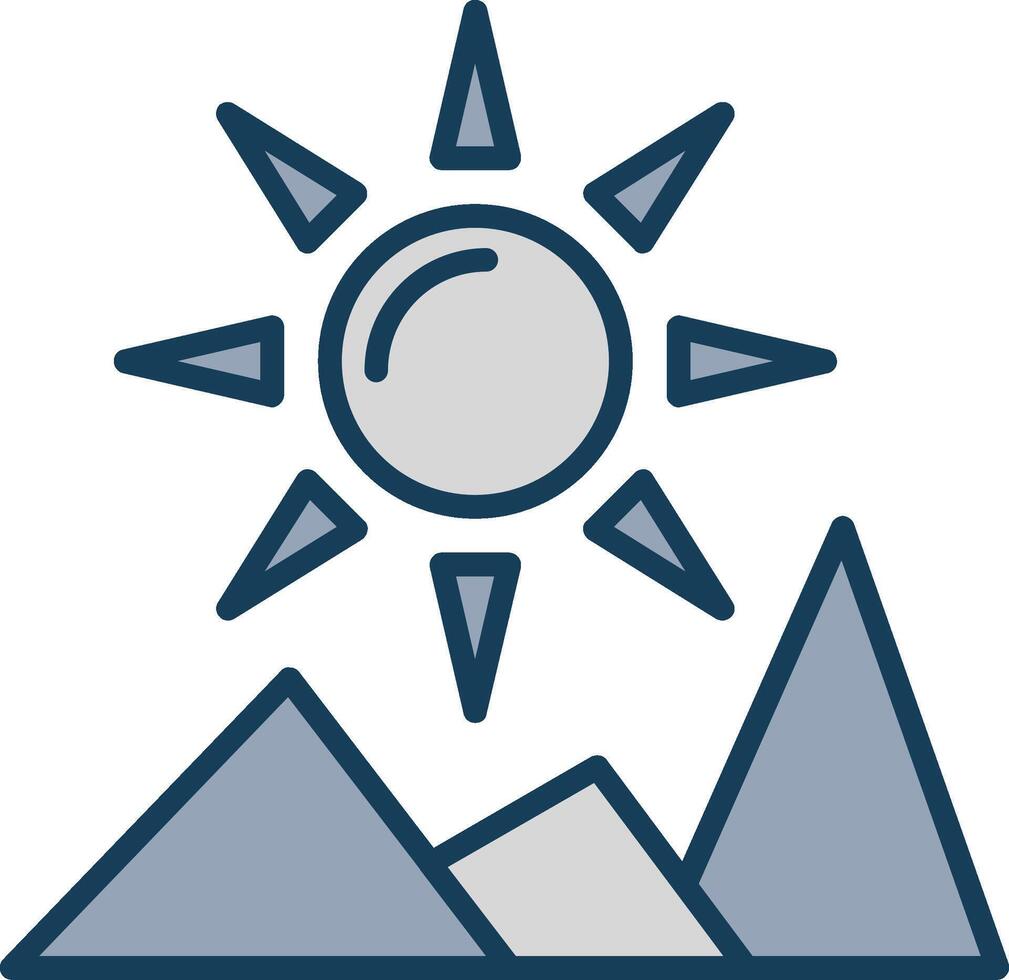 Sun Line Filled Grey Icon vector