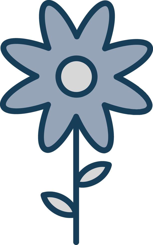 flor línea lleno gris icono vector