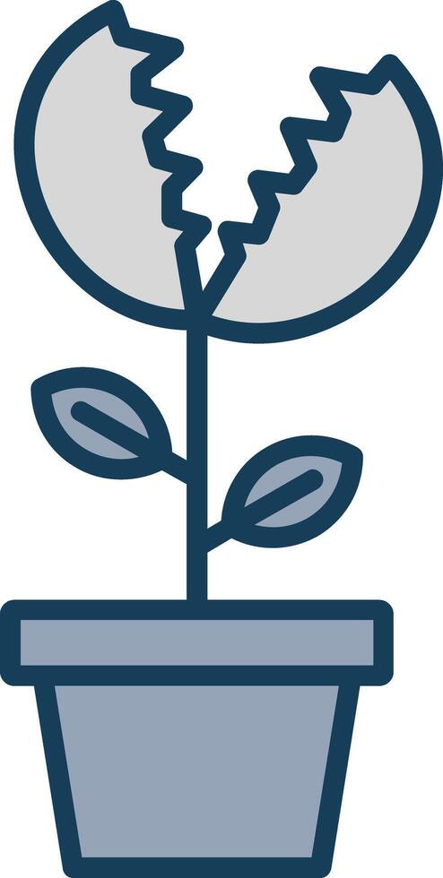 Venus Flytrap Line Filled Grey Icon vector