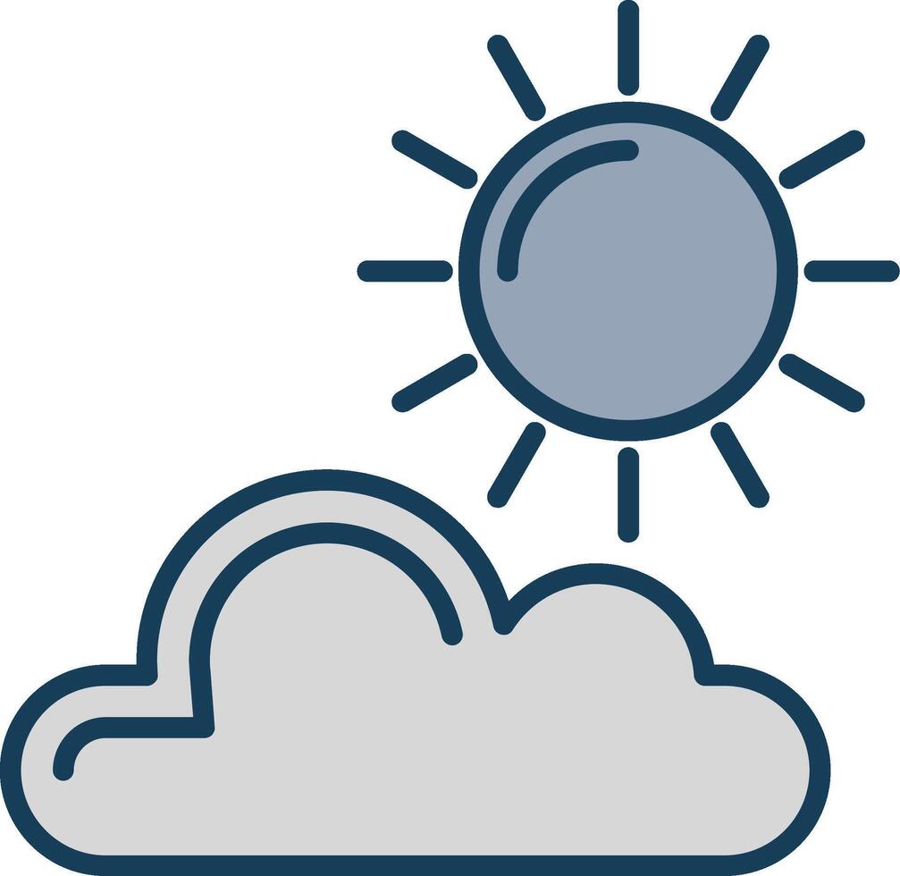 Sun Line Filled Grey Icon vector