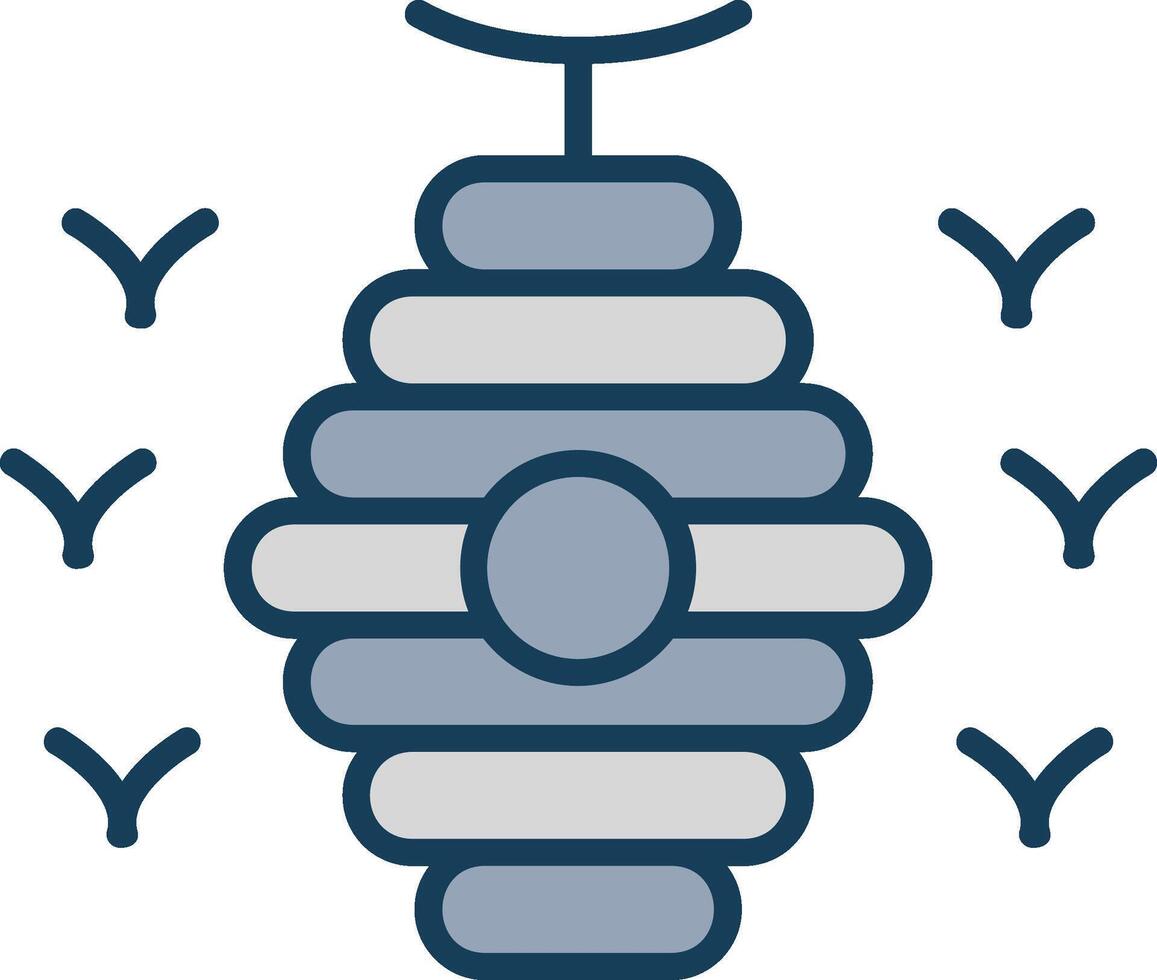 Bee Hive Line Filled Grey Icon vector