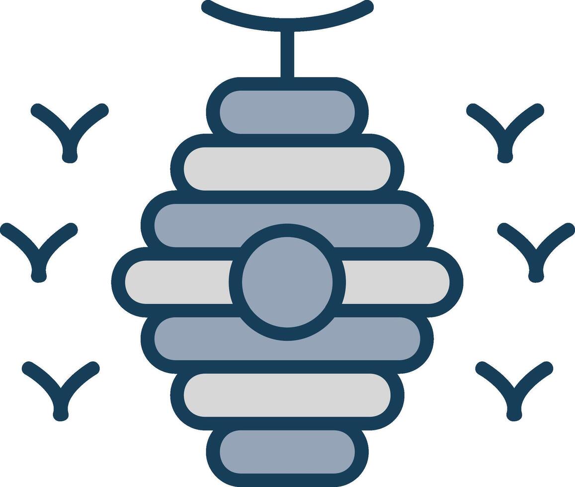 Bee Hive Line Filled Grey Icon vector