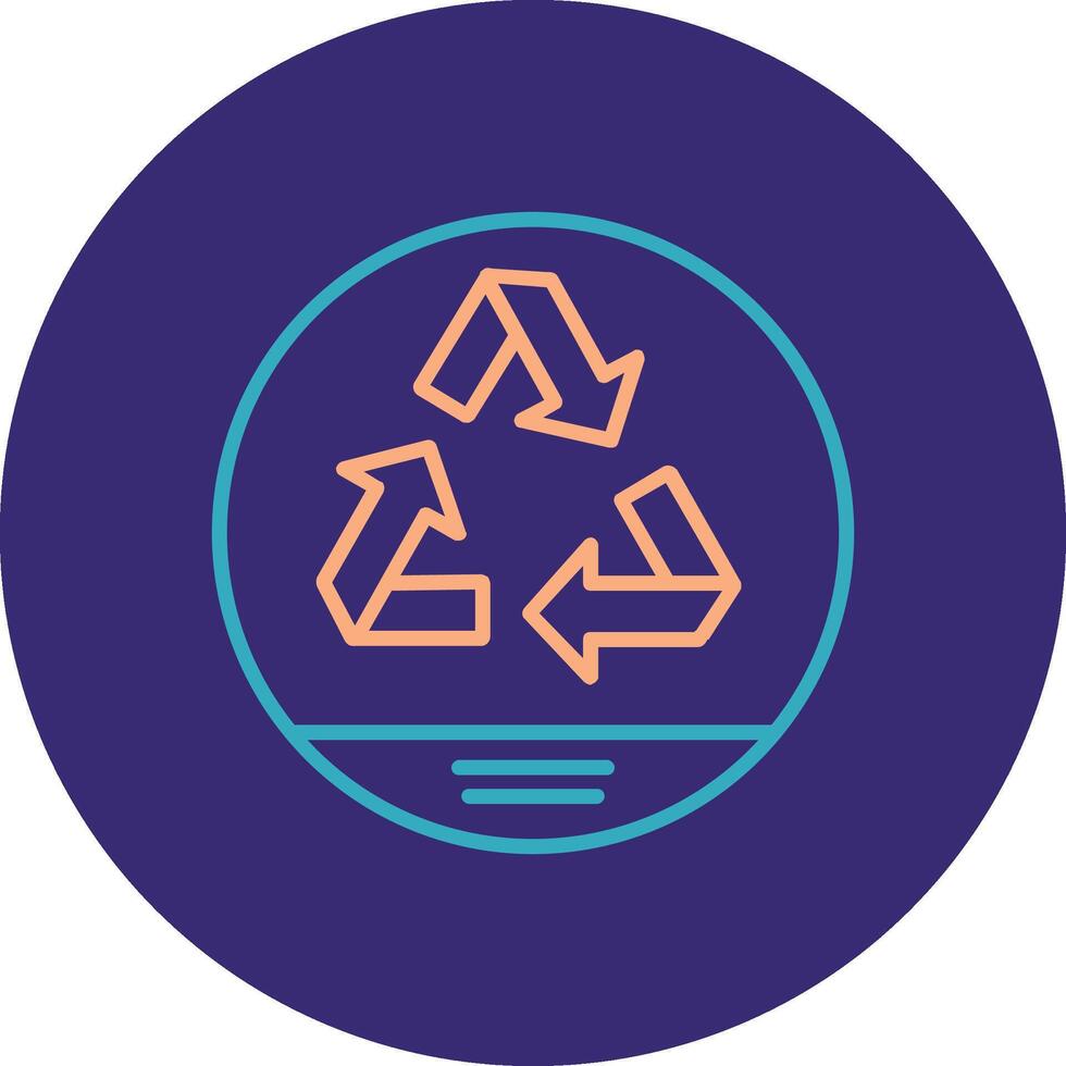 Recycle Line Two Color Circle Icon vector