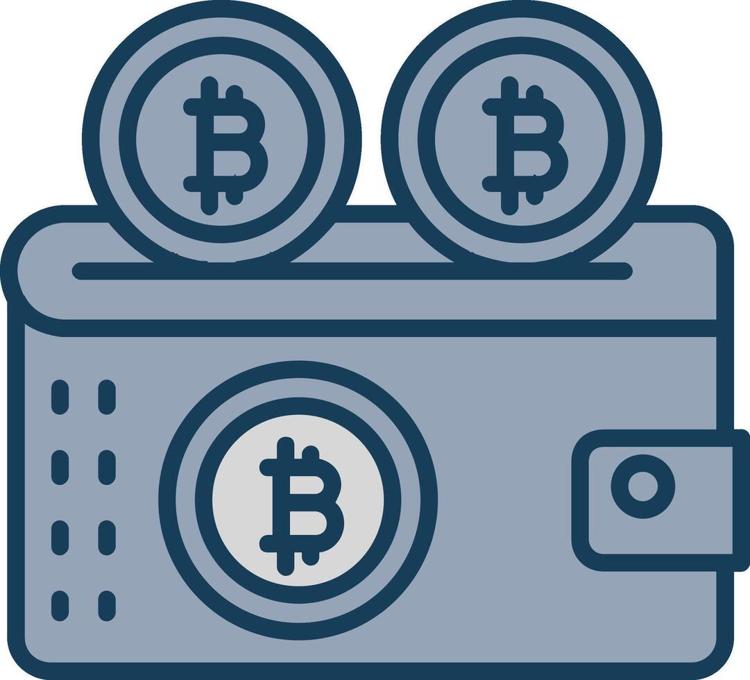Bitcoin Wallet Line Filled Grey Icon vector