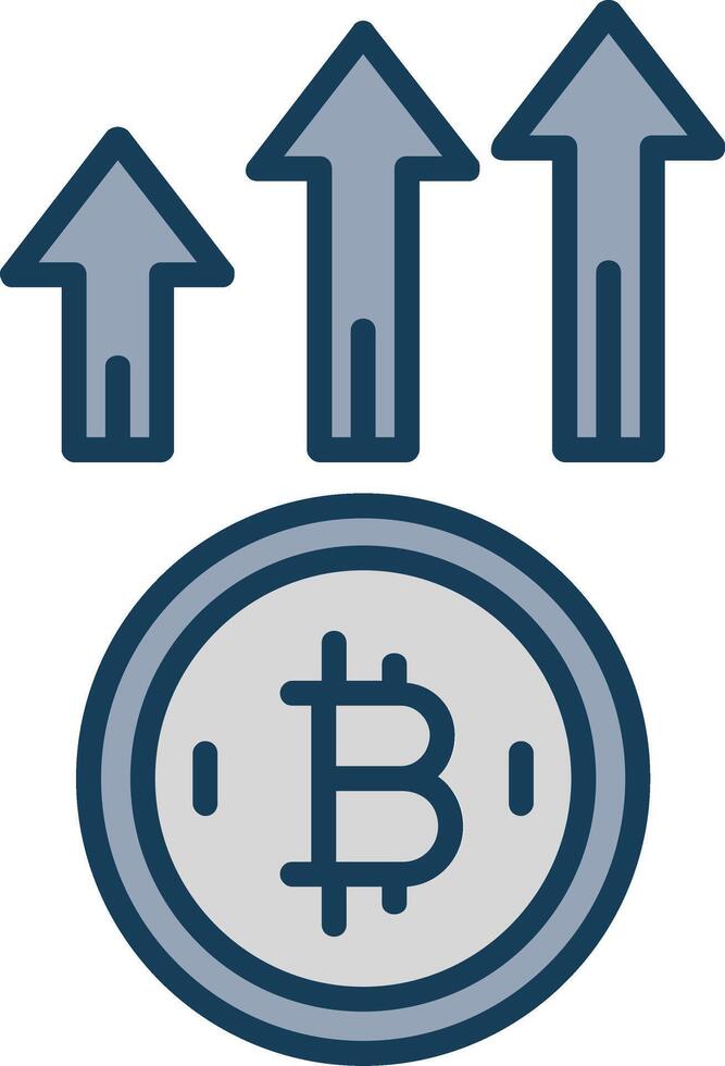Bitcoin Up Line Filled Grey Icon vector