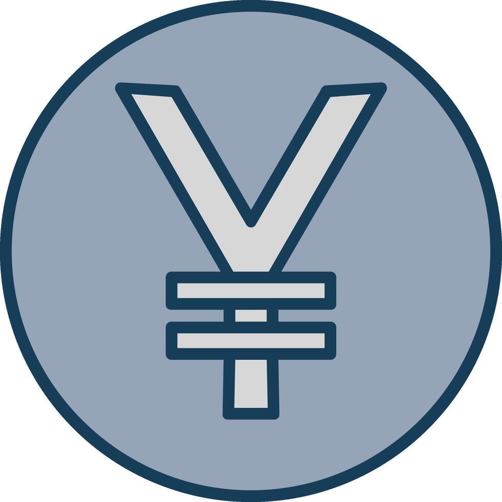 Yen Coin Line Filled Grey Icon vector