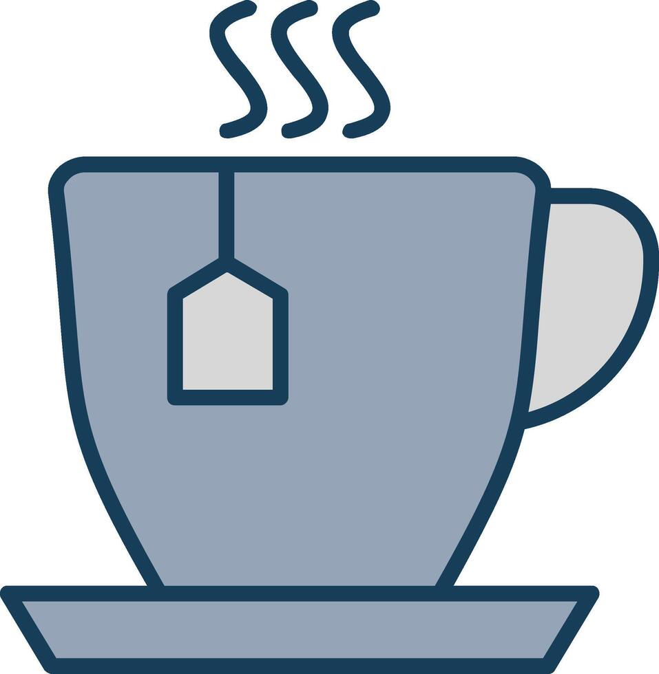 Cup Of Tea Line Filled Grey Icon vector