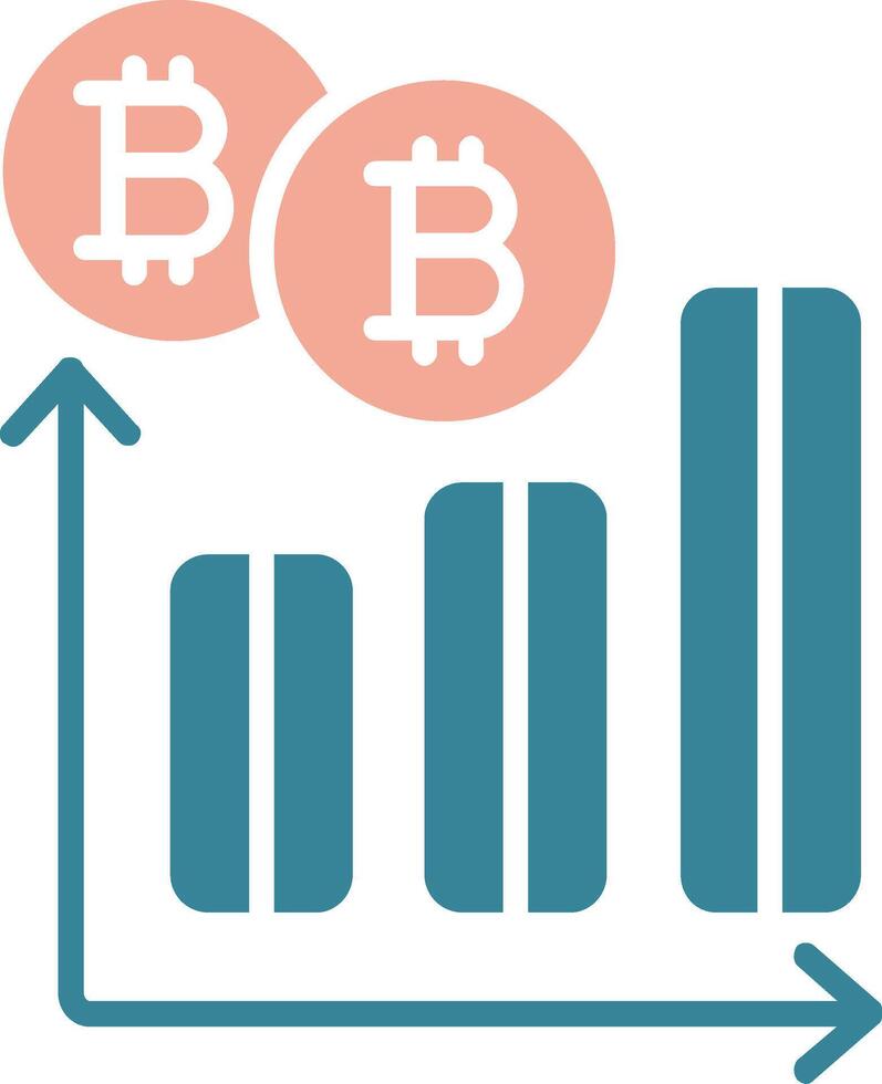 bitcoin grafico glifo dos color icono vector