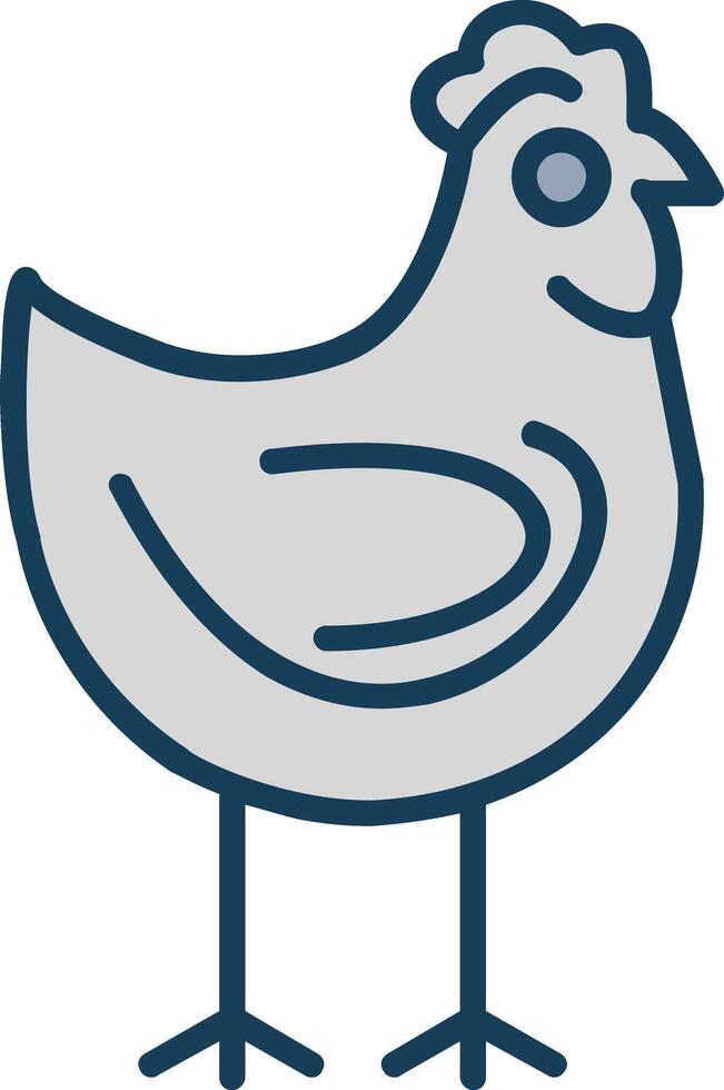 Chicken Line Filled Grey Icon vector