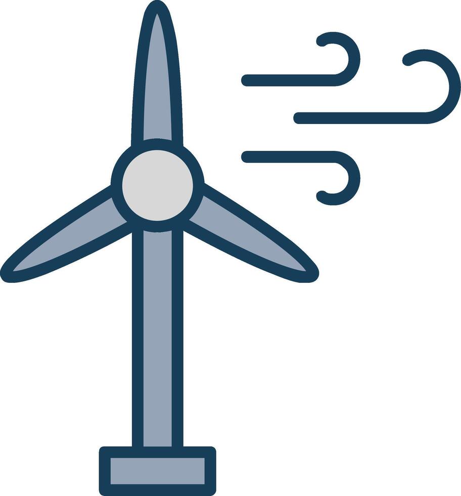 viento turbina línea lleno gris icono vector