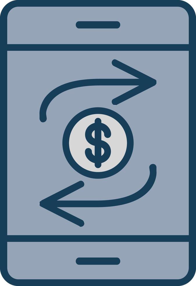 Mobile Transaction Line Filled Grey Icon vector