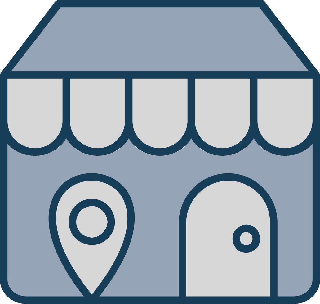 Store Locator Line Filled Grey Icon vector