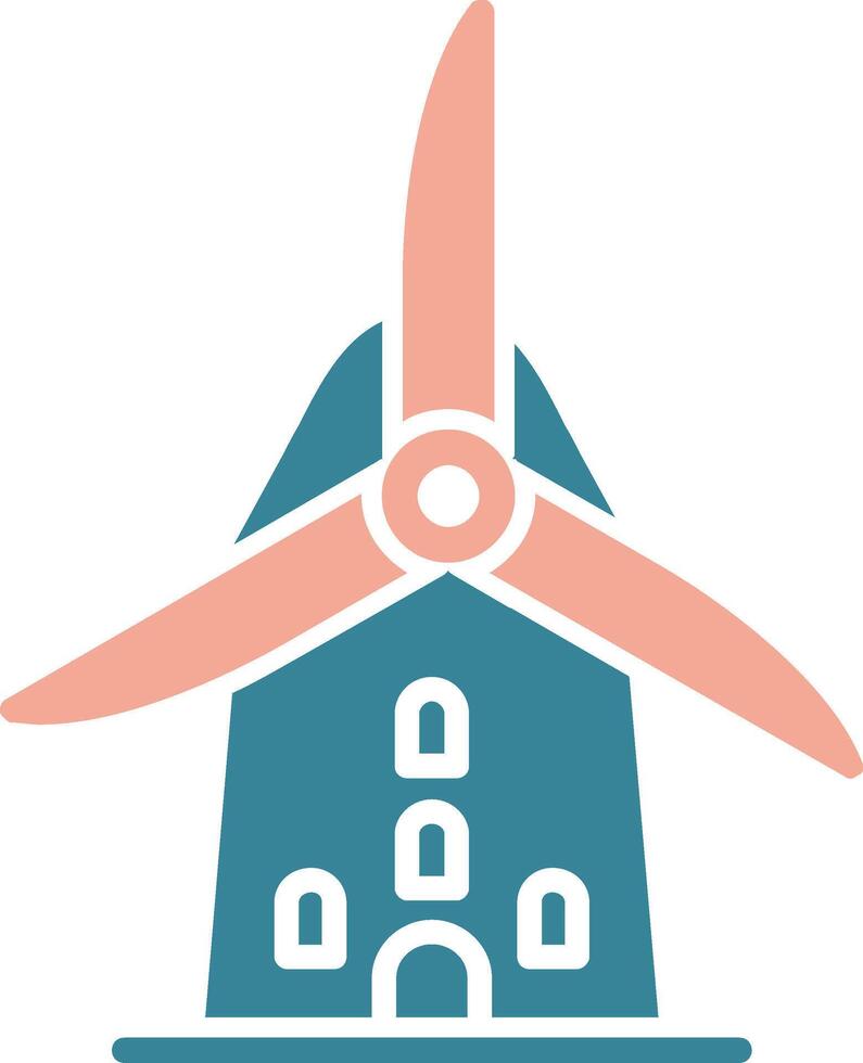 Wind Mill Glyph Two Color Icon vector