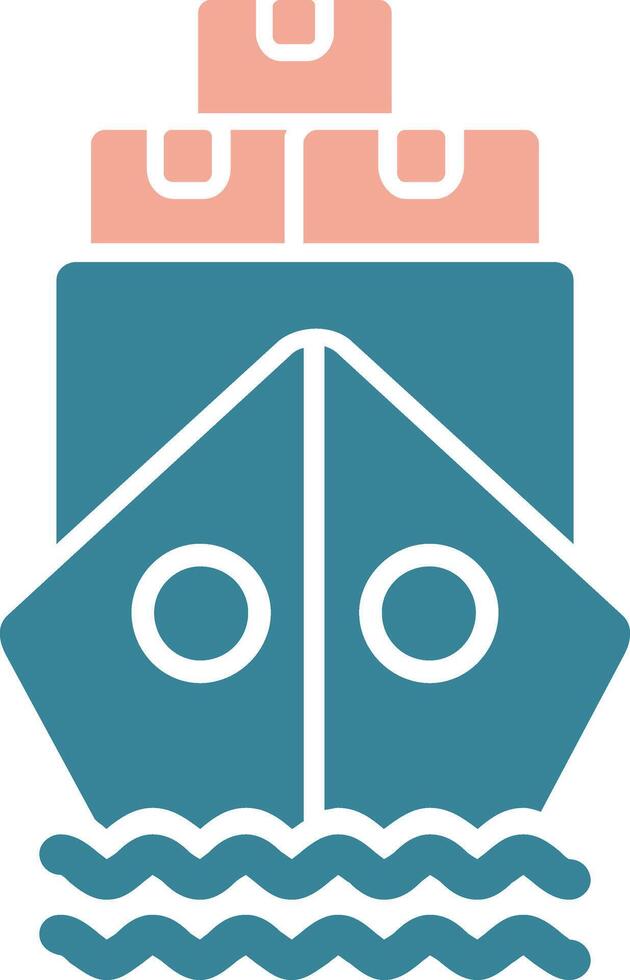 Ship By Sea Glyph Two Color Icon vector