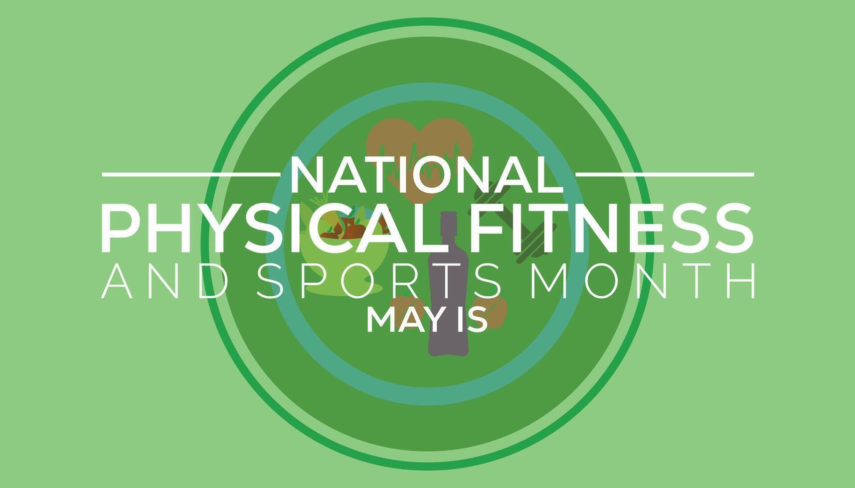National Physical Fitness and Sports Month observed every year in May. Template for background, banner, card, poster with text inscription. vector