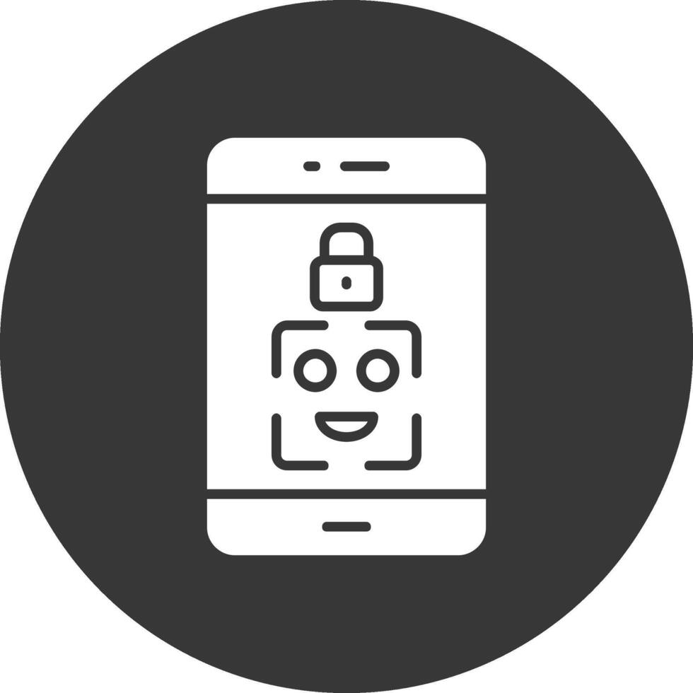 Facial Recognition Glyph Inverted Icon vector
