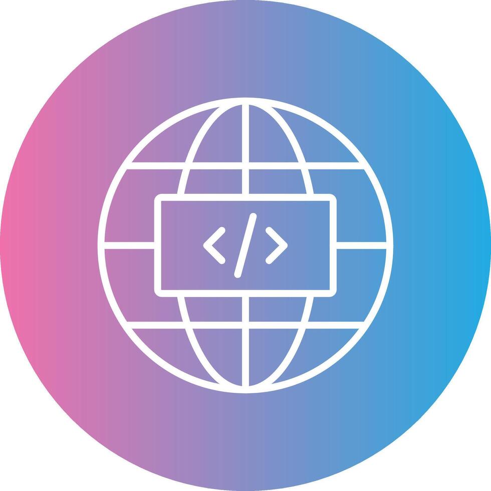 Earth Globe Line Gradient Circle Icon vector
