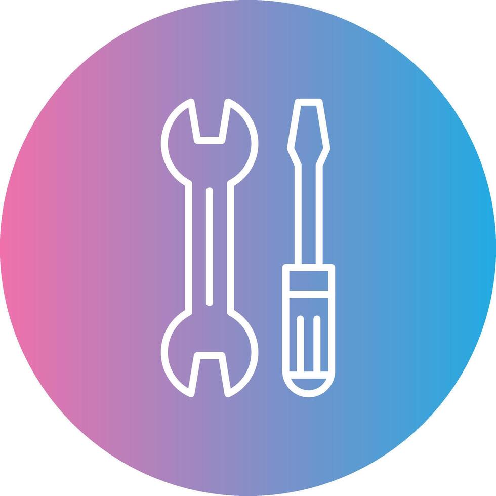 Wrench and Screw Driver Line Gradient Circle Icon vector