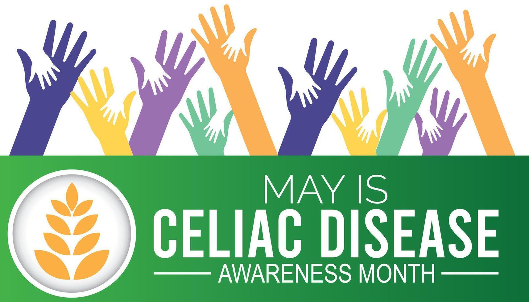 Celiac Disease Awareness Month observed every year in May. Template for background, banner, card, poster with text inscription. vector