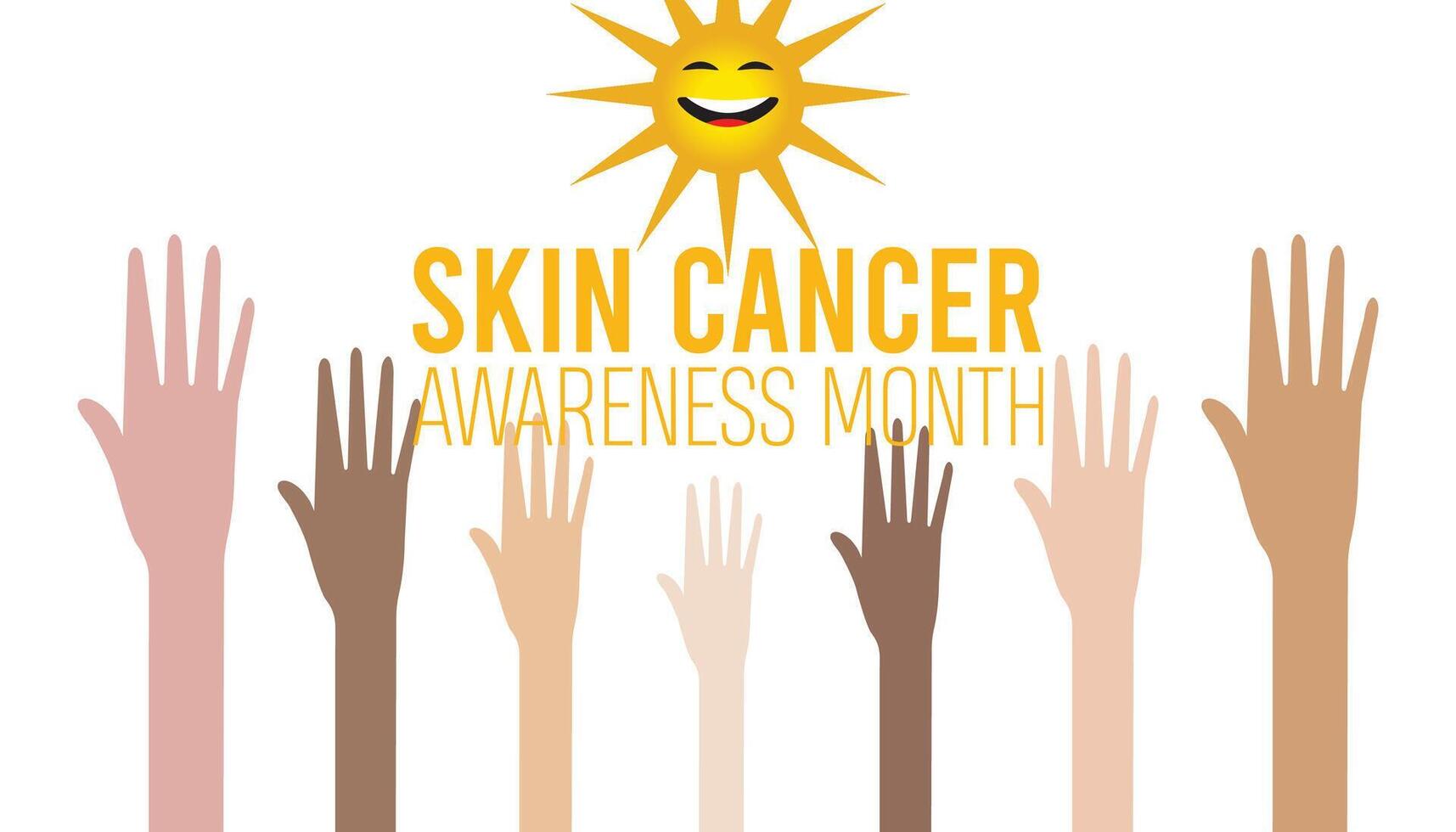 Skin Cancer Prevention and Awareness Month observed every year in May. Template for background, banner, card, poster with text inscription. vector