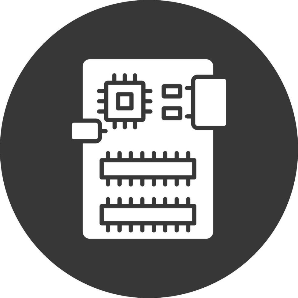 Circuit Board Glyph Inverted Icon vector