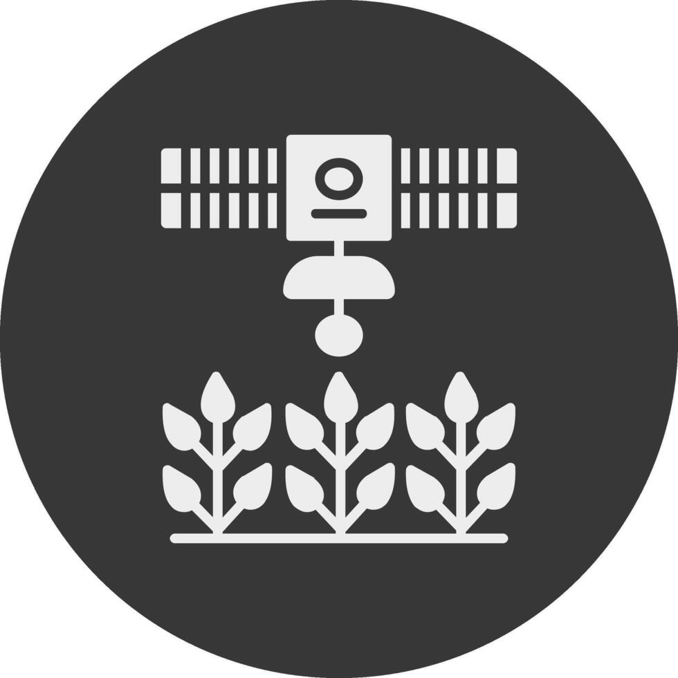 Satellite Crop Monitoring Glyph Inverted Icon vector