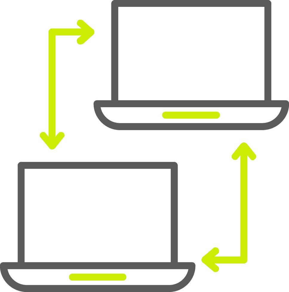 icono de dos colores de la línea de redes informáticas vector