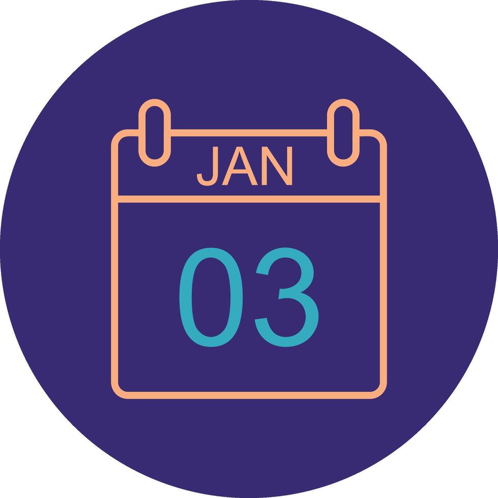 January Line Two Color Circle Icon vector