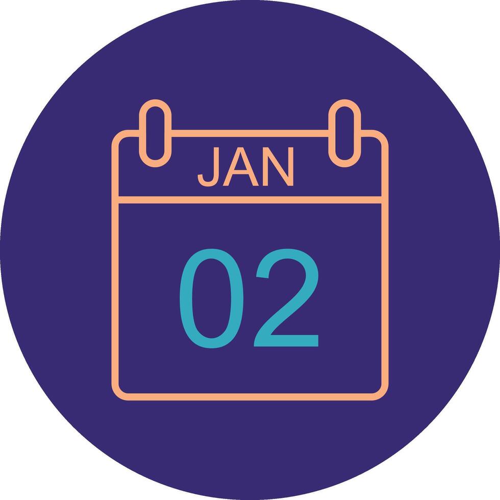January Line Two Color Circle Icon vector