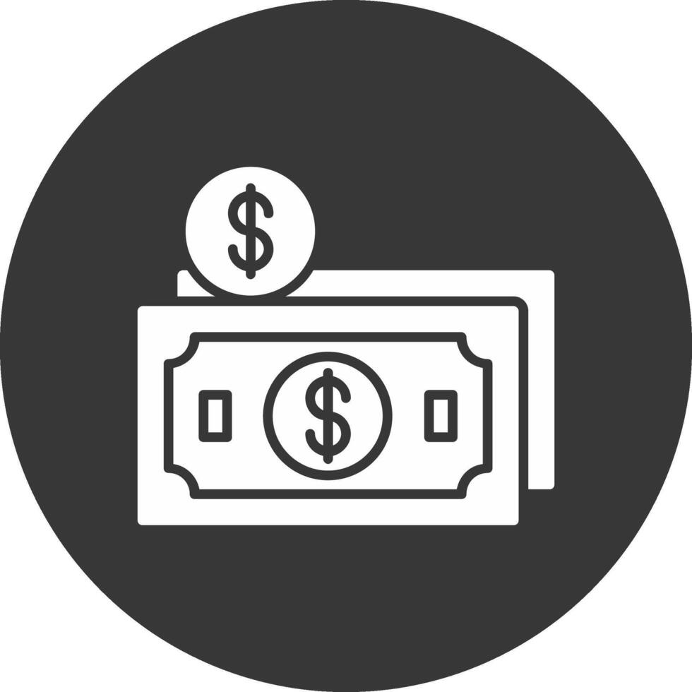Flat Money Glyph Inverted Icon vector