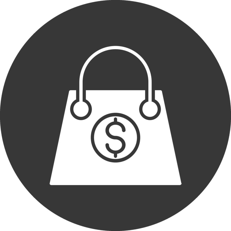 icono de glifo de bolsa de compras invertido vector