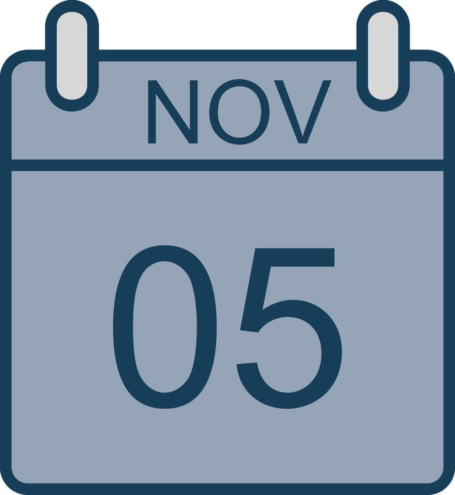 November Line Filled Grey Icon vector