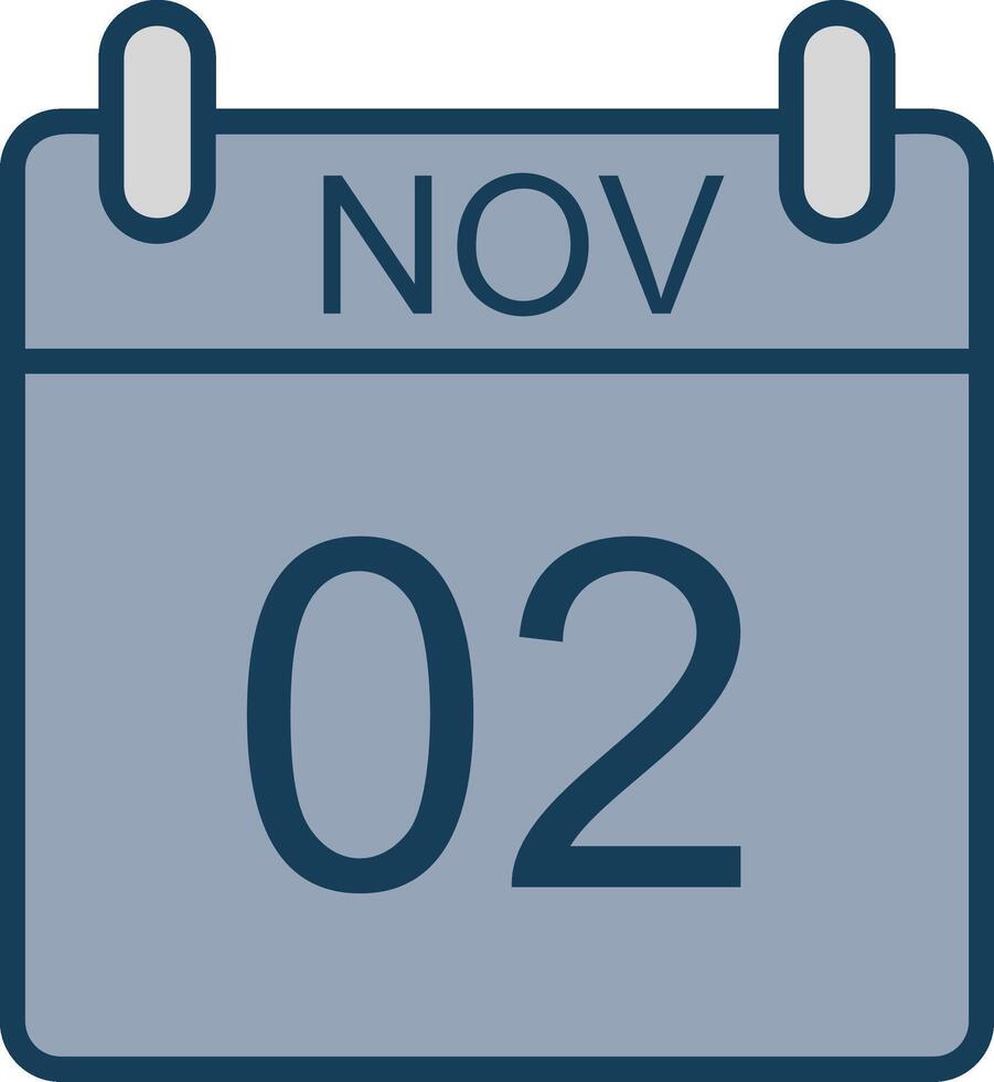 November Line Filled Grey Icon vector