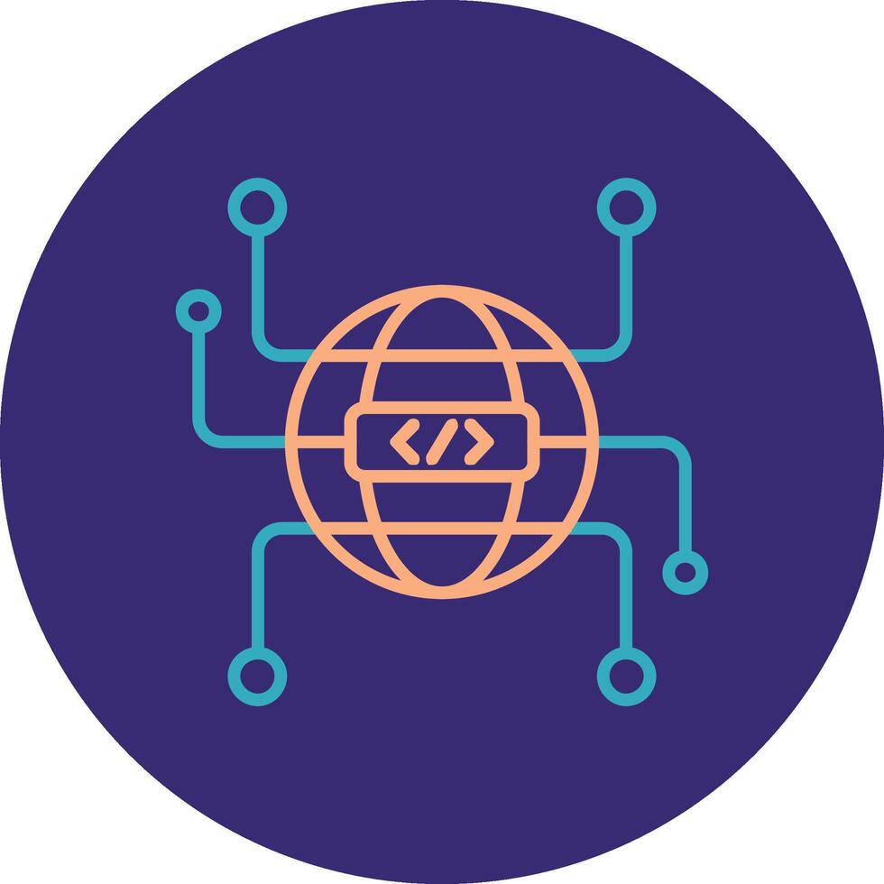 Globe Grid Line Two Color Circle Icon vector