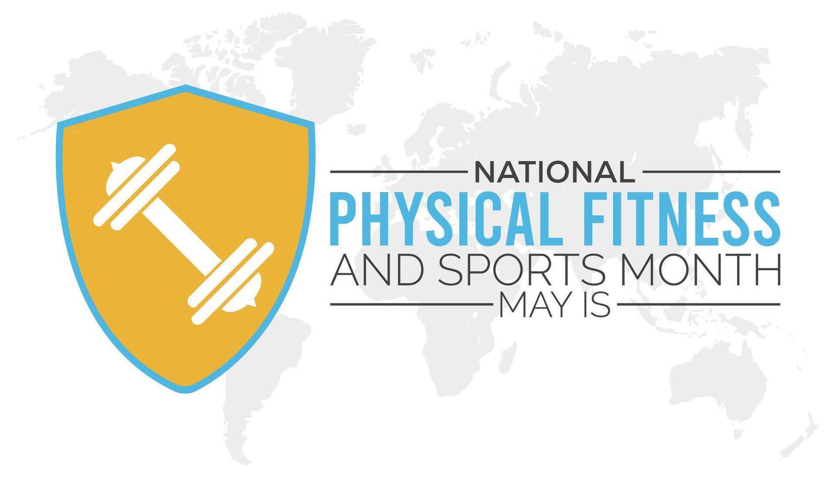 nacional físico aptitud y Deportes mes observado cada año en mayo. modelo para fondo, bandera, tarjeta, póster con texto inscripción. vector