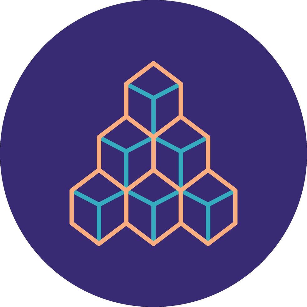Blocks Line Two Color Circle Icon vector