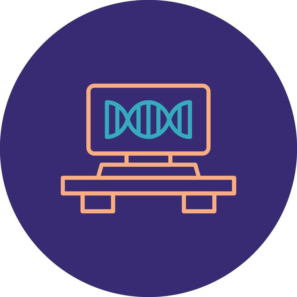 Dna Strand Line Two Color Circle Icon vector