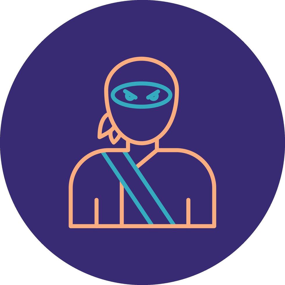 Ninja Line Two Color Circle Icon vector