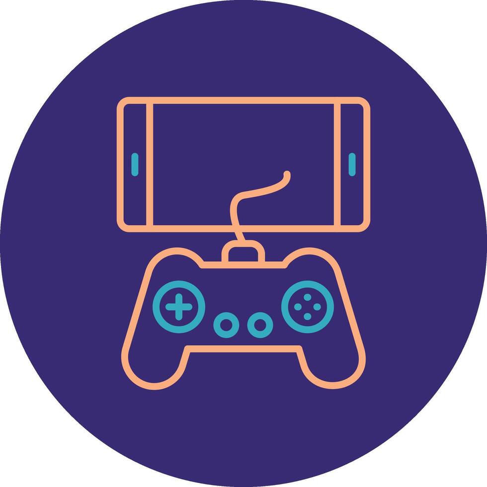 Mobile Game Line Two Color Circle Icon vector