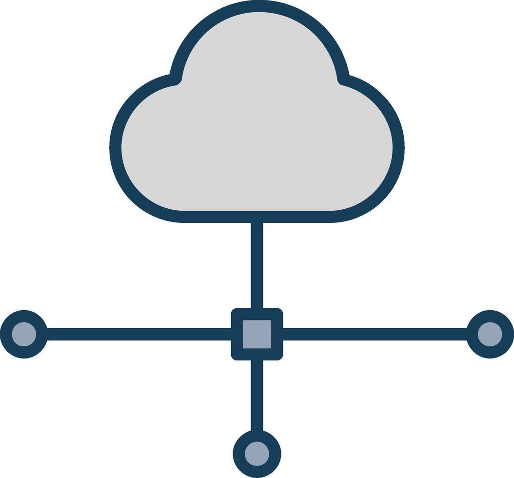 Cloud Connection Line Filled Grey Icon vector