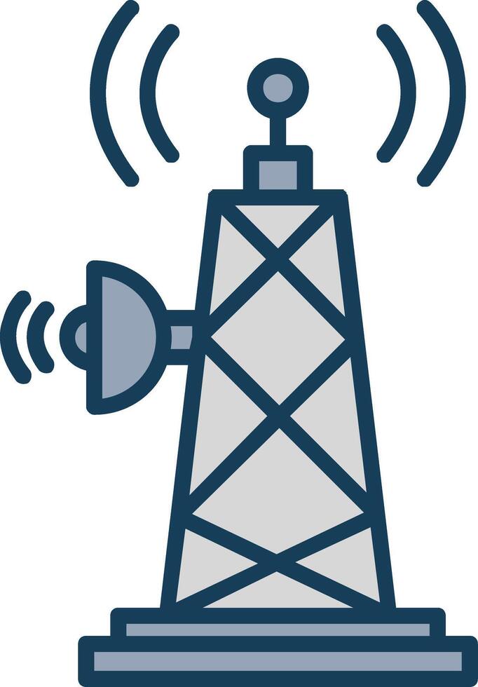 Signal Tower Line Filled Grey Icon vector