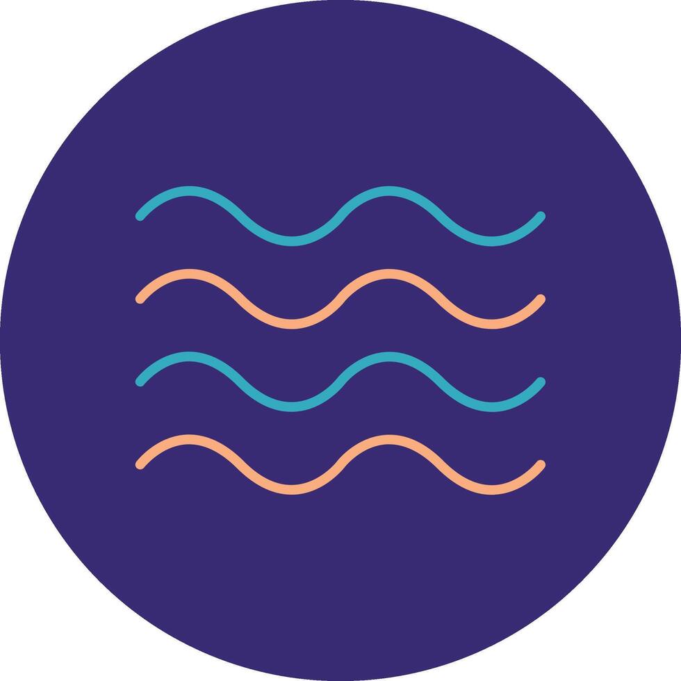 Waves Line Two Color Circle Icon vector