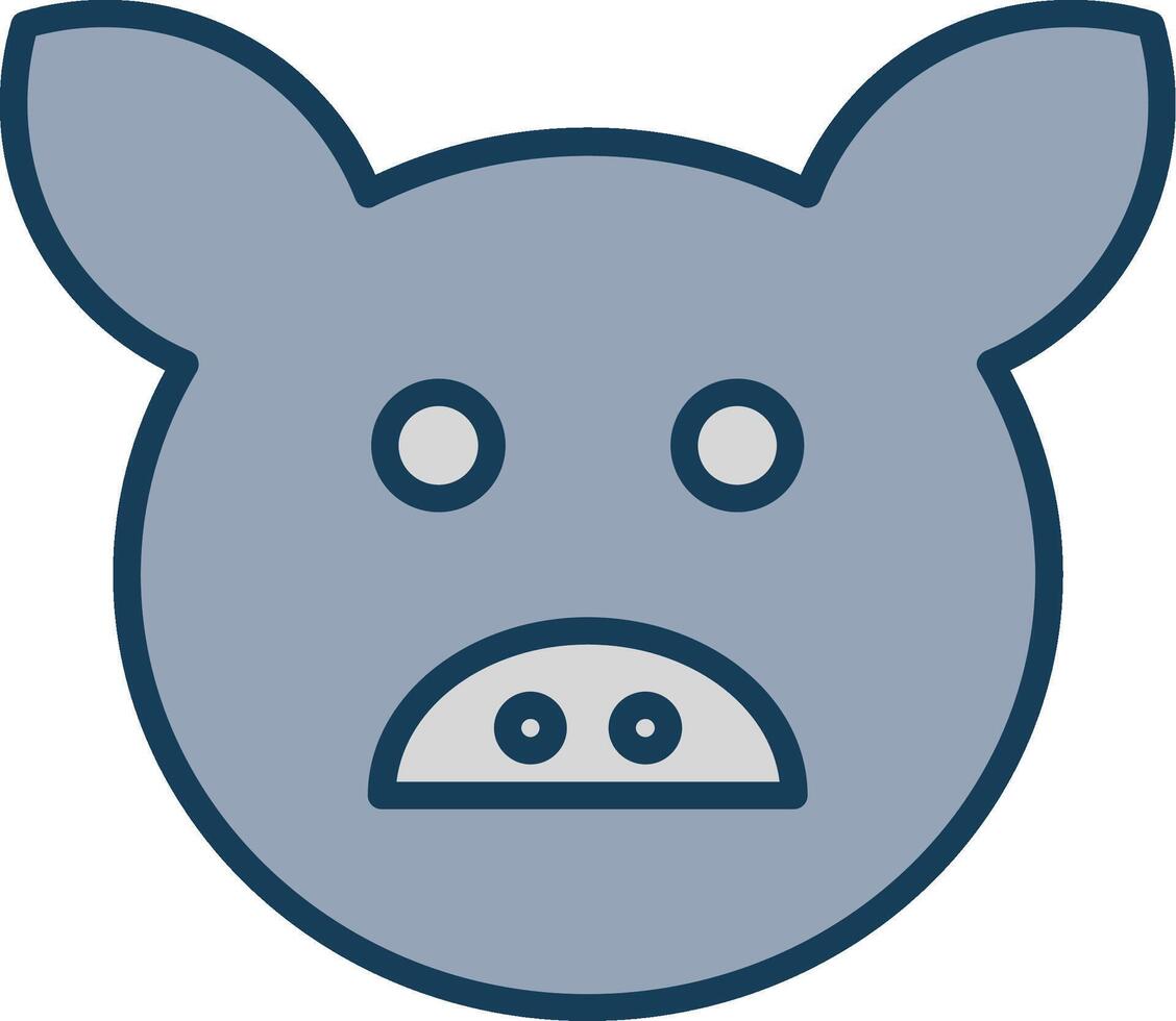 Pig Line Filled Grey Icon vector