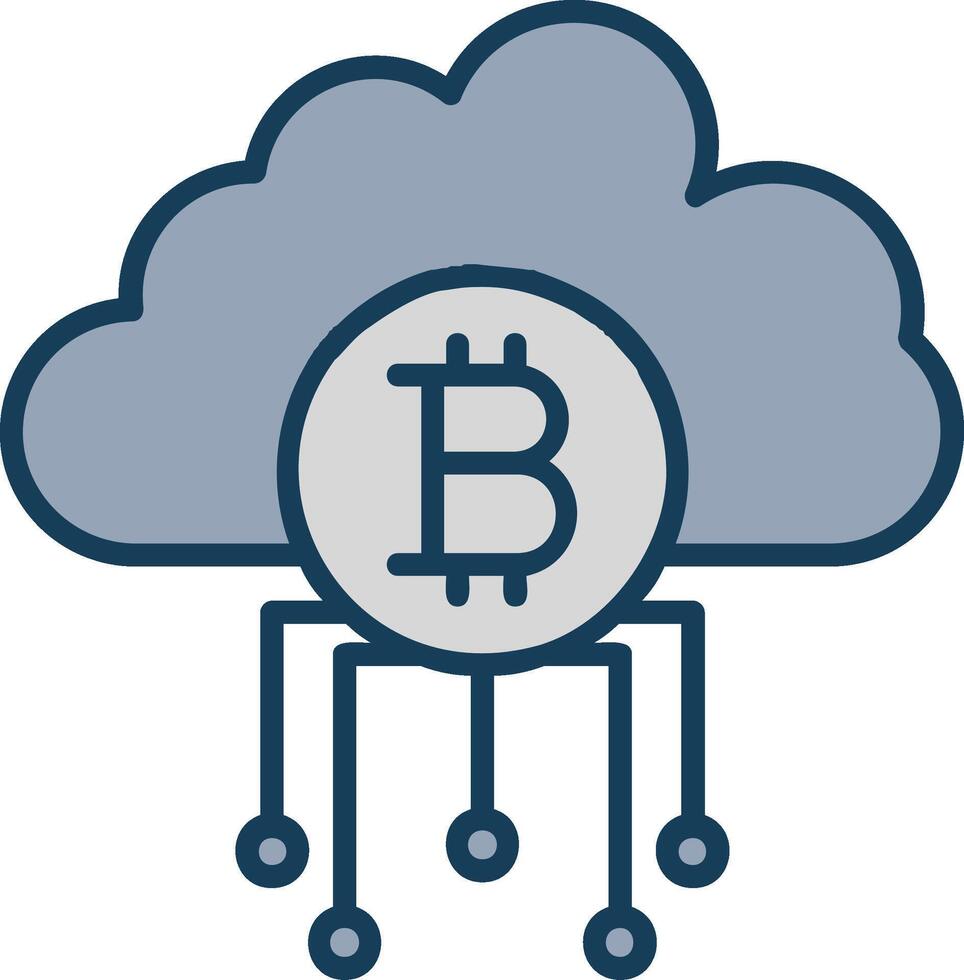 Cloud Bitcoin Line Filled Grey Icon vector